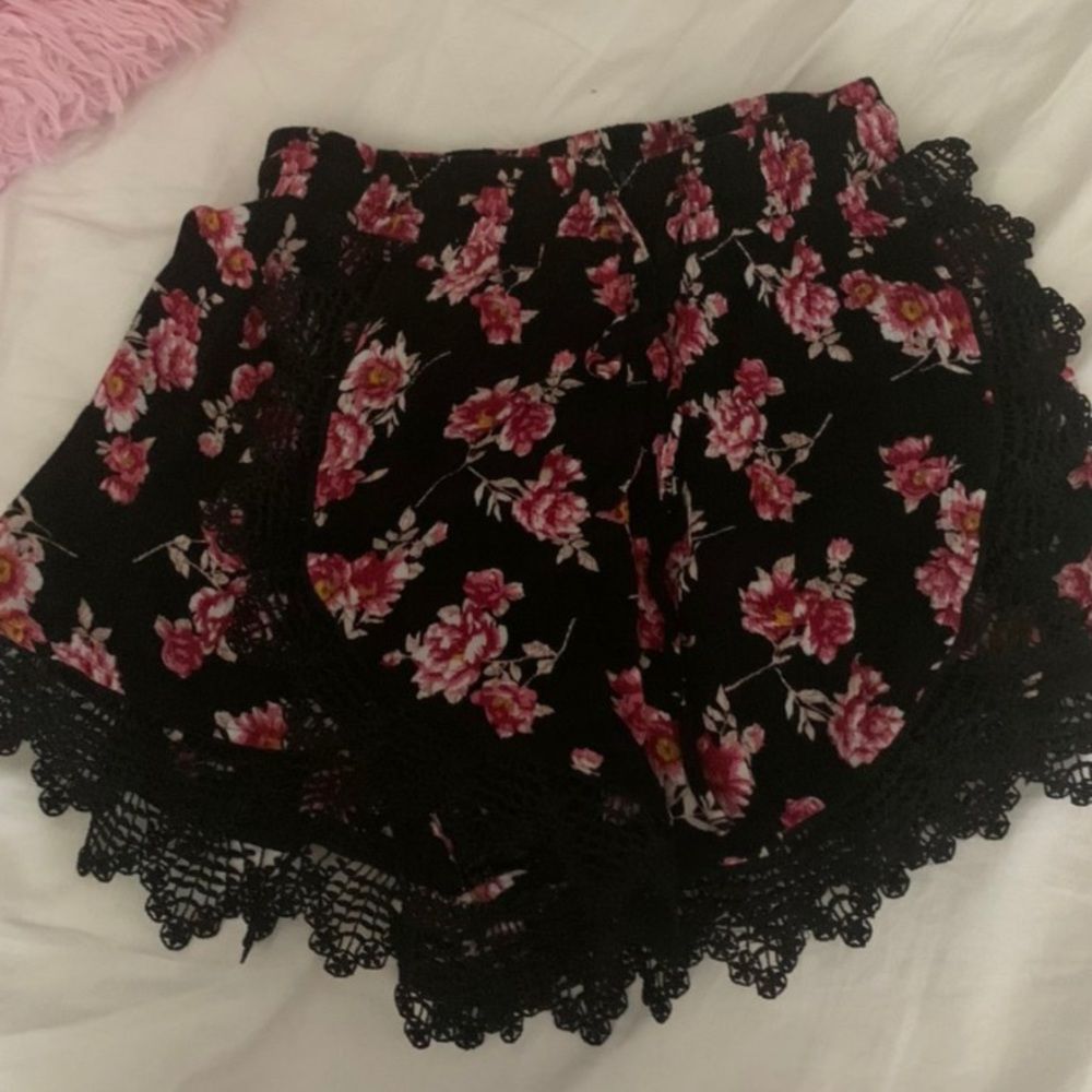 LF stored floral crochet lace high waist
